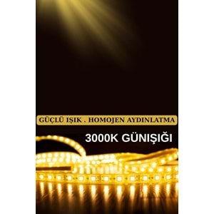 Mandaş 4 Metre Günışığı Şerit Led 3000K Mutfak Tezgah Üstü Dolap Altı İçin 12V Tam Set