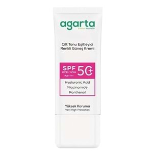 Agarta Cilt Tonu Eşitleyici Renkli Kapatıcı Etkili Spf+50 Faktör Güneş Kremi 50 ML