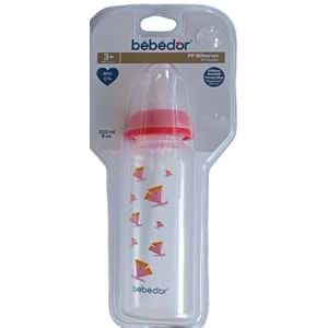Bebedor Desenli PP Biberon 250ML (Kod:24302) - Pembe-Mor