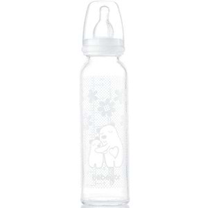Bebedor Isıya Direnç/Dayanıklı Cam Biberon 250ML (Kod:41302) - Beyaz