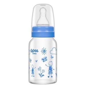 Wee Baby Isıya Dayanıklı Cam Biberon 120ML (Kod:770) - Mavi