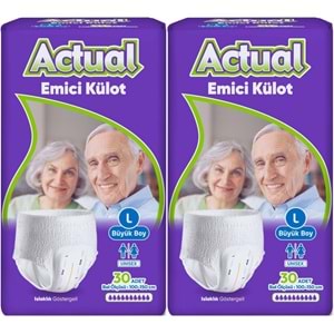 Actual Emici Külot Yetişkin Bezi L - Large - Büyük (Islaklık Göstergeli) 60 Adet (2PK*30)