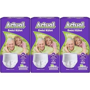 Actual Emici Külot Yetişkin Bezi XL - Extra Large - Ekstra Büyük (Islaklık Göstergeli) 90 Adet
