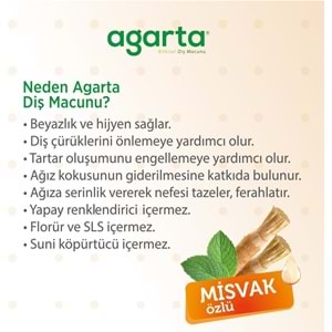 Agarta Doğal Diş Macunu 100ML Misvak özlü (5 Li Set)