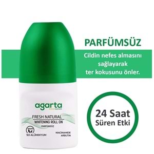 Agarta Roll-On Unisex 50 ML Parfümsüz Natural (24 Saat Etkili Ter Kokusu Önleyici) (6 Lı Set)