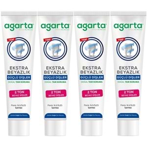 Agarta Doğal Tam koruma Diş Macunu 75 ML Ekstra Beyazlık Güçlü Dişler (Leke Önleyici) (4 Lü Set)