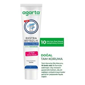 Agarta Doğal Tam koruma Diş Macunu 75 ML Ekstra Beyazlık Güçlü Dişler (Leke Önleyici) (6 Lı Set)