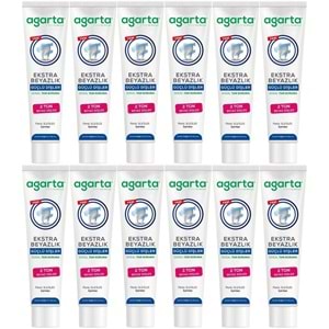 Agarta Doğal Tam koruma Diş Macunu 75 ML Ekstra Beyazlık Güçlü Dişler (Leke Önleyici) (12 Li Set)