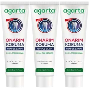 Agarta Doğal Tam koruma Diş Macunu 90 ML Onarım & Koruma (3 Lü Set)