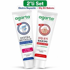 Agarta Doğal Tam koruma Diş Macunu 75 ML Ekstra Beyazlık & Diş Eti Bakımı 90 ML (Karma 2 Li Set)