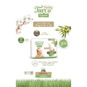 Baby Turco Bebek Bezi Doğadan Beden:1 (2-5Kg) Yeni Doğan 200 Adet Jumbo Mega Pk