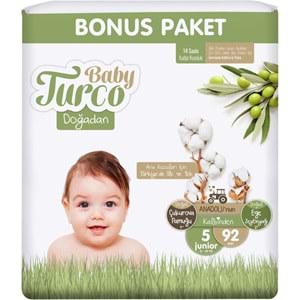 Baby Turco Bebek Bezi Doğadan 5 Beden 12-25 KG Junior 368 Adet Aylık Bonus Pk