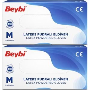 Beybi Lateks Pudralı Muayene Eldiveni M - Medium - Orta 200 Lü Set