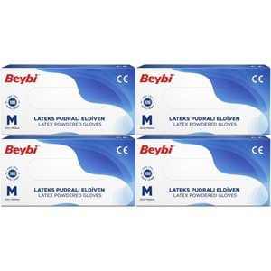 Beybi Lateks Pudralı Muayene Eldiveni M - Medium - Orta 400 Lü Set