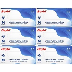 Beybi Lateks Pudralı Muayene Eldiveni M - Medium - Orta 600 Lü Set
