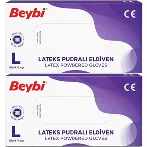 Beybi Lateks Pudralı Muayene Eldiveni L - Large - Büyük 200 Lü Set