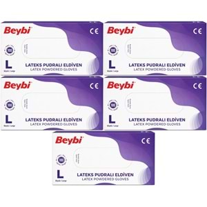Beybi Lateks Pudralı Muayene Eldiveni L - Large - Büyük 500 Lü Set