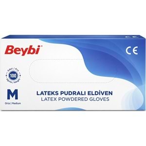 Beybi Lateks Pudralı Muayene Eldiveni M - Medium - Orta / L - Large - Büyük Karma 1200 Lü Set