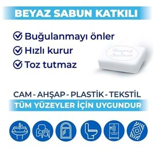 Bingo Clean Yüzey Temizlik Havlusu 96 Yaprak Beyaz Sabun Plastik Kapaklı (9 Lu Set) 864 Yaprak