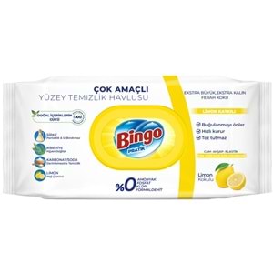 Bingo Clean Yüzey Temizlik Havlusu 96 Yaprak Limon Kokulu Plastik Kapaklı (4 Lü Set) 384 Yaprak