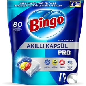Bingo Akıllı Kapsül Pro Bulaşık Makinesi Deterjanı Tableti 240 Adet Limon Kokulu (3PK*80)