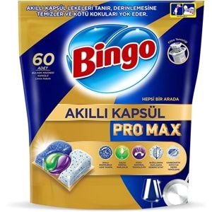 Bingo Akıllı Kapsül Pro Max Bulaşık Makinesi Deterjanı Tableti 360 Adet Limon Kokulu (6PK*60)