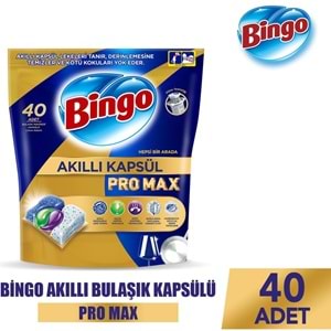 Bingo Akıllı Kapsül Pro Max Bulaşık Makinesi Deterjanı Tableti 80 Adet Limon Kokulu (2PK*40)