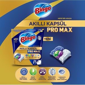 Bingo Akıllı Kapsül Pro Max Bulaşık Makinesi Deterjanı Tableti 80 Adet Limon Kokulu (2PK*40)