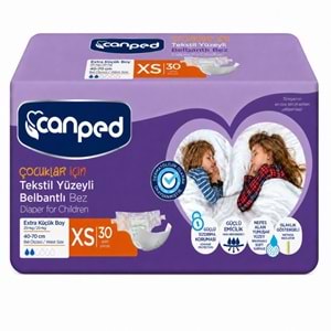 Canped Çoçuklar İçin Yetişkin Bezi Bel Bantlı Tekstil Yüzey XS - Extra Küçük - 180 Adet