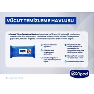 Canped Yetişkin Vücut Perine Temizleme Islak Mendil Havlu 48 Yaprak XL (24 Lü Set) Plastik Kapaklı