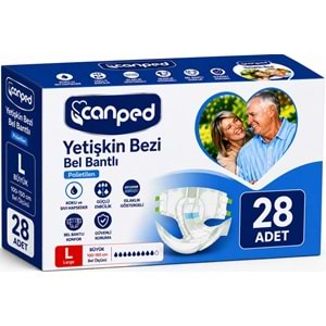 Canped Yetişkin Bezi Bel Bantlı Polietilen L - Büyük - Large 28 Adet