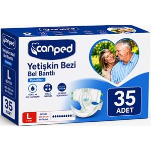 Canped Yetişkin Bezi Bel Bantlı Polietilen L - Büyük - Large 35 Adet