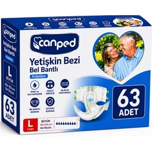 Canped Yetişkin Bezi Bel Bantlı Polietilen L - Büyük - Large 63 Adet
