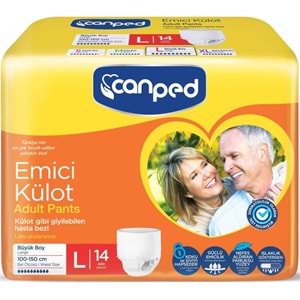 Canped Emici Külot Pants Yetişkin Bezi L - Büyük - Large 14 Adet - Temizleme Havlusu (6Lı Set)
