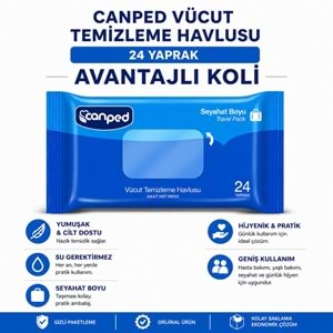 Canped Yetişkin Vücut Temizleme Islak Mendil Havlu 24 Yaprak Seyahat Boy 36 Lı Set (864 Yaprak)