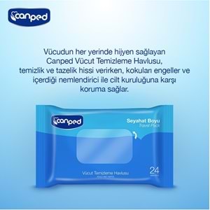 Canped Yetişkin Vücut Temizleme Islak Mendil Havlu 24 Yaprak Seyahat Boy 36 Lı Set (864 Yaprak)
