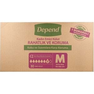 Depend Emici Külot Yetişkin Bezi Medium - Orta Kadın 90 Adet (3PK*30)