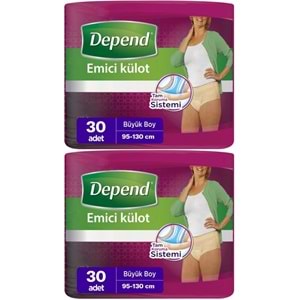 Depend Emici Külot Yetişkin Bezi Large - Büyük Kadın 60 Adet (2PK*30)