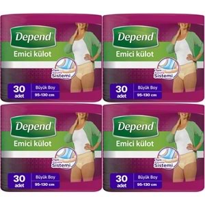 Depend Emici Külot Yetişkin Bezi Large - Büyük Kadın 120 Adet (4PK*30)