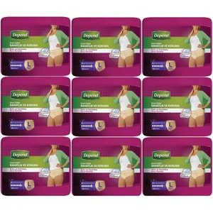 Depend Emici Külot Yetişkin Bezi Large - Büyük Kadın 90 Adet (9PK*10)