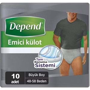 Depend Emici Külot Yetişkin Bezi Large - Büyük Erkek 30 Adet (3PK*10)