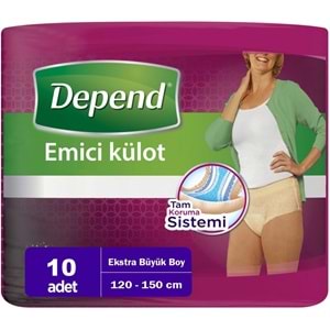Depend Emici Külot Yetişkin Bezi XL - Extra Büyük Kadın 120 Adet (12PK*10)