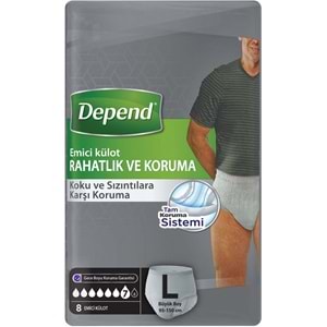 Depend Emici Külot Pants Yetişkin Bezi L - Büyük - Large Erkek 48 Adet (6PK*8)