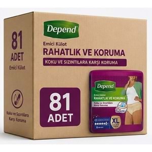 Depend Emici Külot Yetişkin Bezi XL - Extra Large Kadın 81 Adet (9PK*9)