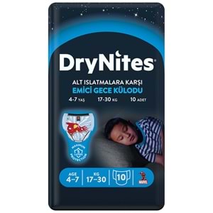 Drynites Emici Gece Külodu/Külot Bez Erkek 4-7 Yaş 17-30KG Small 40Adet 4PK*10 Alt Islatmalara Karşı
