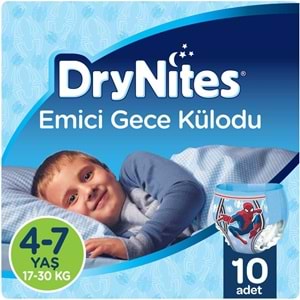 Drynites Emici Gece Külodu/Külot Bez Erkek 4-7 Yaş 17-30KG Small 40Adet 4PK*10 Alt Islatmalara Karşı
