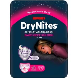 Drynites Emici Gece Külodu/Külot Bez Kız 13+ Yaş (48-60KG) X Large 36 Adet (4PK*9)