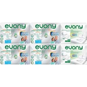 Evony Premium Yetişkin Bezi Bel Bantlı Tekstil Yüzey Orta 120 Adet+Yatak Koruyucu Örtü 60 Adet