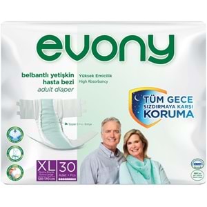 Evony Yetişkin Bezi Bel Bantlı Tekstil Yüzey Ekstra Büyük 30 Adet+ Yatak Koruyucu Örtü 30 Adet