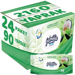 Familia Islak Havlu Mendil Yeşilin Tazeliği 90 Yaprak Plastik Kapaklı 24 Lü Set 2160 Yaprak